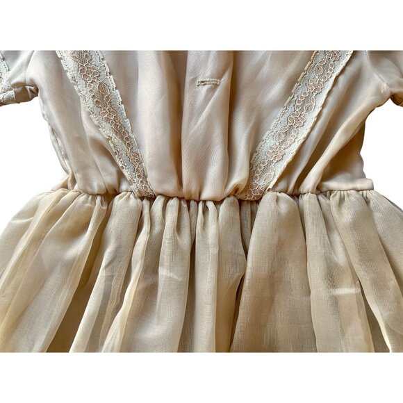 Vintage Honey Suckle Girls Size 6X Dress With Cream Lace Accents & Bow Sash - Picture 16 of 16